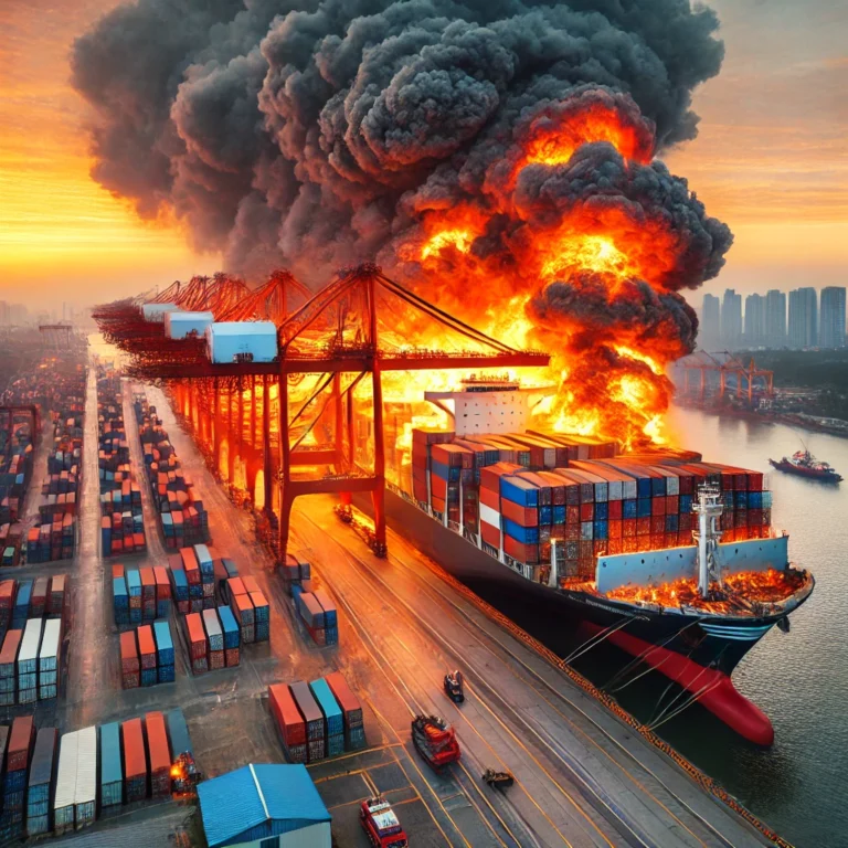 A major explosion has occurred involving a container ship at the Port of Ningbo!